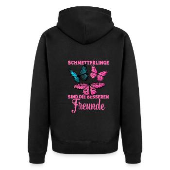 Schmetterlinge ration Schmetterlingsliebhaber - Unisex Premium Bio Zip Hoodie - Schwarz - Hinten - Nico (187cm)