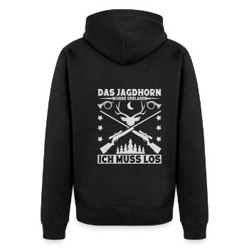 Elchjagd Wildschweinjäger Jäger Jagen - Unisex Premium Bio Zip Hoodie - Schwarz - Hinten - Nico (187cm)