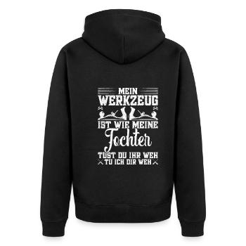 Tischlerei Geselle Schreinermeister Tischler - Unisex Premium Bio Zip Hoodie - Schwarz - Hinten - Nico (187cm)