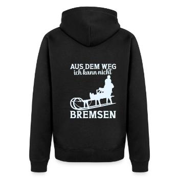Schlitten Wintersportler Rodeln Rodler - Unisex Premium Bio Zip Hoodie - Schwarz - Hinten - Nico (187cm)