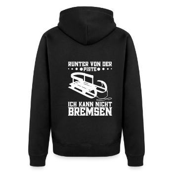 Rodler Wintersportler Schlittenfahrer - Unisex Premium Bio Zip Hoodie - Schwarz - Hinten - Nico (187cm)