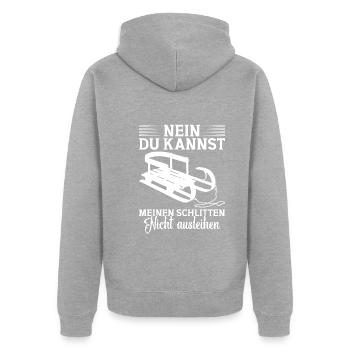 Rodeln Schlittenfahrer Rodler Rodel - Unisex Premium Bio Zip Hoodie - Grau meliert - Hinten - Nico (187cm)
