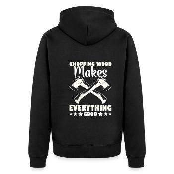 Arborist Tools Lumberjack Equipment Wooden Barrels - Unisex Premium Organic Zip Hoodie - black - Back - Nico (187cm)