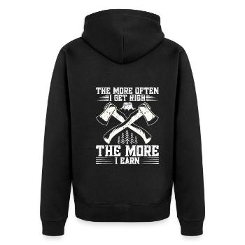 Lumberjack Lumberjack Equipment Arborist Rope H - Unisex Premium Organic Zip Hoodie - black - Back - Nico (187cm)