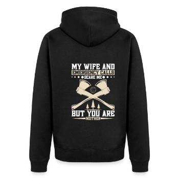 Holzhacken Holzfäller Seil Holzfällerausrüstung Ba - Unisex Premium Bio Zip Hoodie - Schwarz - Hinten - Nico (187cm)