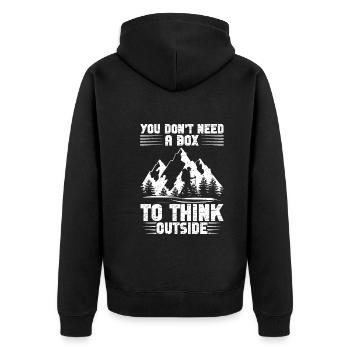 Wanderzubehör für Männer Wandern Mountaineer Hiker - Unisex Premium Bio Zip Hoodie - Schwarz - Hinten - Nico (187cm)