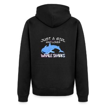 Just a Girl who loves Whale Sharks - Scuba diving - Unisex Premium Bio Zip Hoodie - Schwarz - Hinten - Nico (187cm)