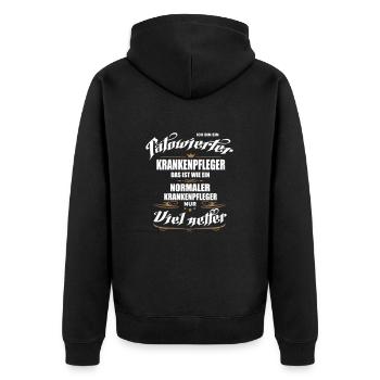 Tätowierter Krankenpfleger ist netter! - Unisex Premium Bio Zip Hoodie - Schwarz - Hinten - Nico (187cm)