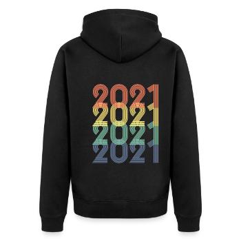 Cool Retro 2021, 2 Jahre alt, 2. Geburtstag Kinder - Unisex Premium Bio Zip Hoodie - Schwarz - Hinten - Nico (187cm)