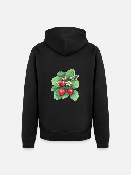 Erdbeeren - Unisex Premium Bio Zip Hoodie - Schwarz