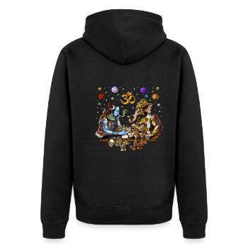 Shiva vs Ganesha - Unisex Premium Organic Zip Hoodie - black - Back - Nico (187cm)