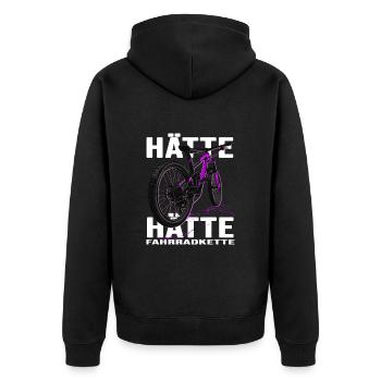 Mountainbike MTB downhill-tour Fahrradkette - Unisex Premium Bio Zip Hoodie - Schwarz - Hinten - Nico (187cm)