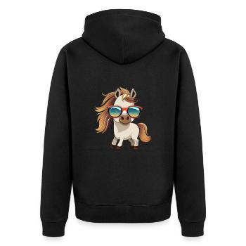 Horse - Unisex Premium Organic Zip Hoodie - black - Back - Nico (187cm)