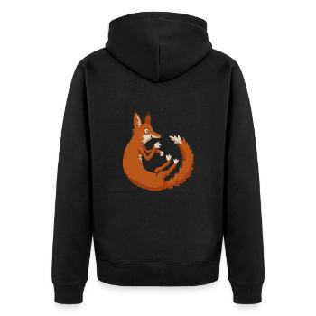 Fox - Unisex Premium Organic Zip Hoodie - black - Back - Nico (187cm)