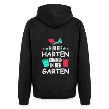 Garten Spielen - Unisex Premium Bio Zip Hoodie - Schwarz - Hinten - Nico (187cm)