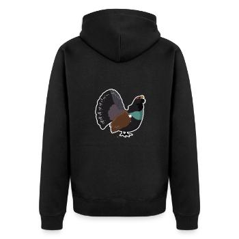 Capercaillie Motif Forest Rooster - Unisex Premium Organic Zip Hoodie - black - Back - Nico (187cm)