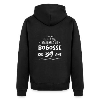 voilà à quoi ressemble un bogosse de 39 ans cadeau - Veste à capuche bio Premium Unisexe - noir - Dos - Nico (187cm)