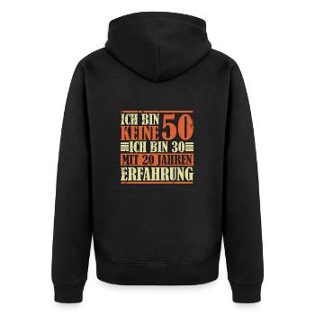 50. Geburtstag Geschenk Geburtstagsspruch 50 Jahre - Unisex Premium Bio Zip Hoodie - Schwarz - Hinten - Nico (187cm)