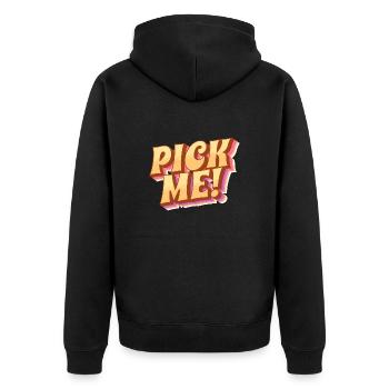 Pick me! - Nimm mich - Unisex Premium Bio Zip Hoodie - Schwarz - Hinten - Nico (187cm)
