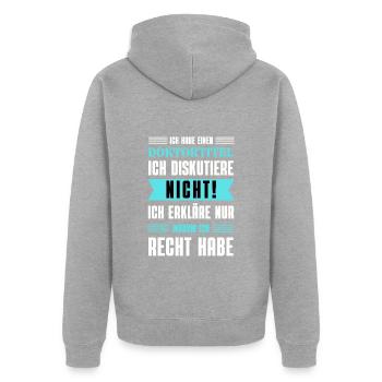 Doktortitel Doktorand Promotion - Unisex Premium Bio Zip Hoodie - Grau meliert - Hinten - Nico (187cm)