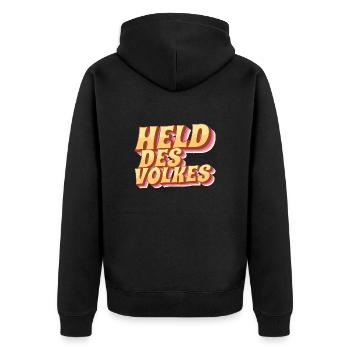Held des Volkes - Unisex Premium Bio Zip Hoodie - Schwarz - Hinten - Nico (187cm)