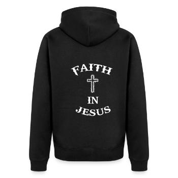 Jesus Christus Gott Religion Christentum Kreuz - Unisex Premium Bio Zip Hoodie - Schwarz - Hinten - Nico (187cm)