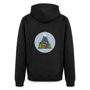 The Mountain Calls: Mountainbiking den Bergen - Unisex Premium Bio Zip Hoodie - Schwarz - Hinten - Nico (187cm)