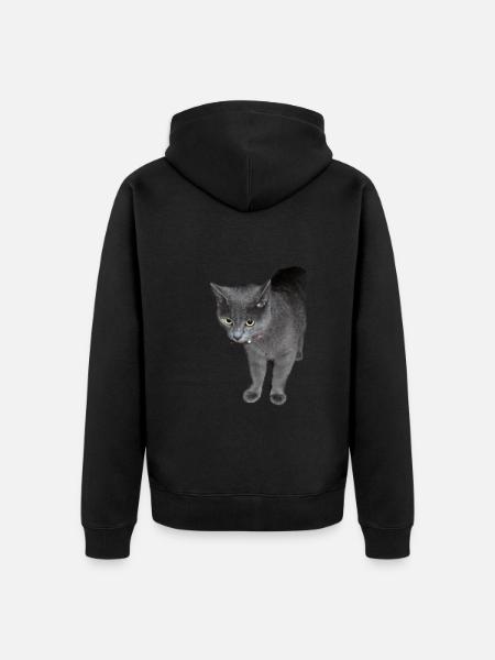 Cat black grey - Unisex Premium Organic Zip Hoodie - black