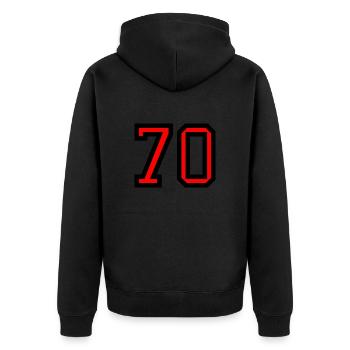 70. 70 ANS. 70e ANNIVERSAIRE. ANNIVERSAIRE 70 ANS. - Veste à capuche bio Premium Unisexe - noir - Dos - Nico (187cm)