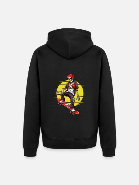 Skateboarding Skeleton - Unisex Premium Organic Zip Hoodie - black
