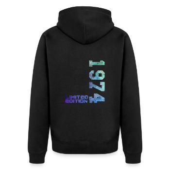 50. Geburtstag Mann Frau 50 Jahre 1974 Deko Lustig - Unisex Premium Bio Zip Hoodie - Schwarz - Hinten - Nico (187cm)