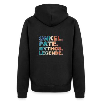 Onkel Pate Mythos Legende - Unisex Premium Bio Zip Hoodie - Schwarz - Hinten - Nico (187cm)