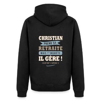 Christian humour retraité cadeau retraite homme - Veste à capuche bio Premium Unisexe - noir - Dos - Nico (187cm)