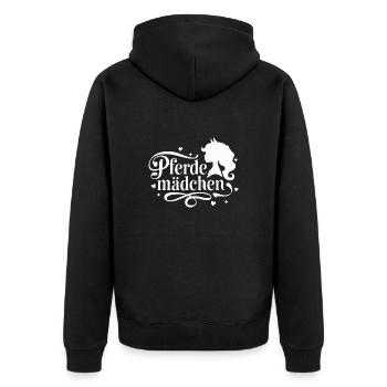 Pferdemädchen - Mädchen liebt Pferde - Unisex Premium Bio Zip Hoodie - Schwarz - Hinten - Nico (187cm)
