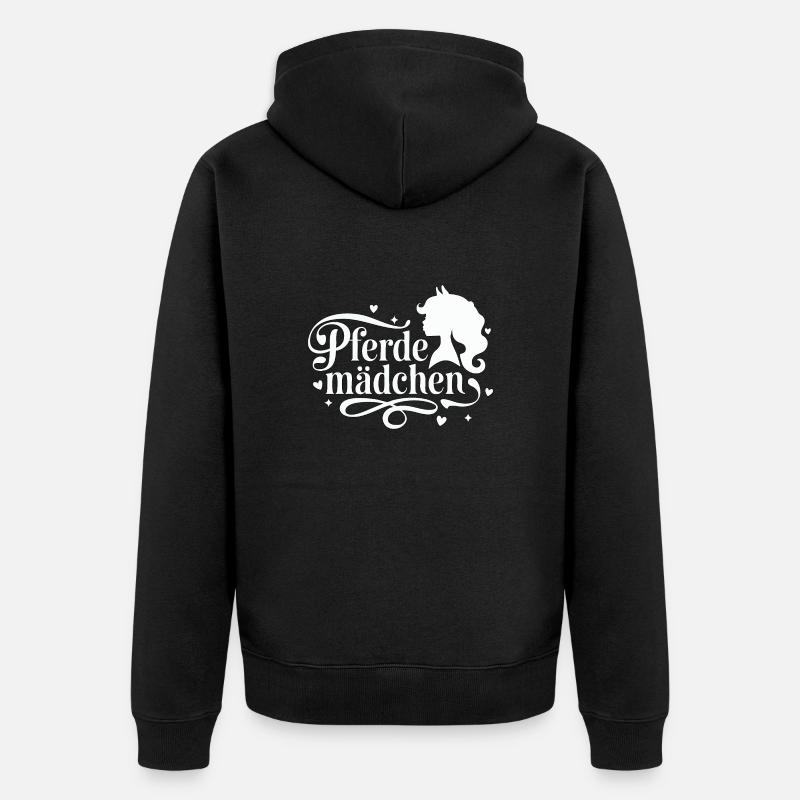 Pferdemädchen - Mädchen liebt Pferde - Unisex Premium Bio Zip Hoodie - Schwarz