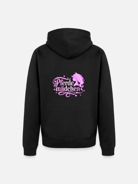 Pferdemädchen - Mädchen liebt Pferde - Unisex Premium Bio Zip Hoodie - Schwarz