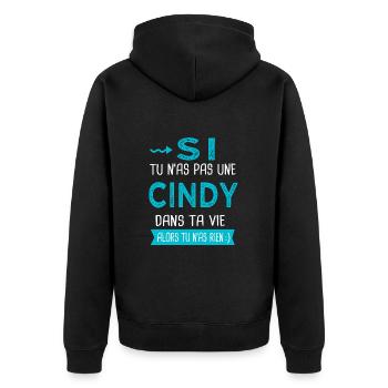 Cindy Si tu n as pas une cindy - Veste à capuche bio Premium Unisexe - noir - Dos - Nico (187cm)