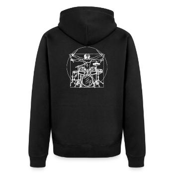 Cadeau de kit de batterie: dessin Da Vinci - Veste à capuche bio Premium Unisexe - noir - Dos - Nico (187cm)