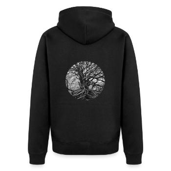 Baum des Lebens - Unisex Premium Bio Zip Hoodie - Schwarz - Hinten - Nico (187cm)