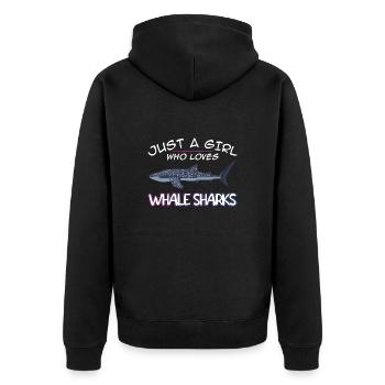 Just a Girl who loves Whale Sharks - Scuba diving - Unisex Premium Bio Zip Hoodie - Schwarz - Hinten - Nico (187cm)