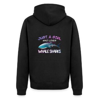 Just a Girl who loves Whale Sharks - Scuba diving - Unisex Premium Bio Zip Hoodie - Schwarz - Hinten - Nico (187cm)