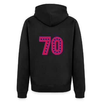 70. 70 ANS. 70e ANNIVERSAIRE. ANNIVERSAIRE 70 ANS. - Veste à capuche bio Premium Unisexe - noir - Dos - Nico (187cm)