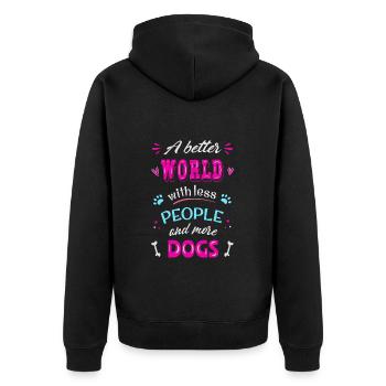 Un monde meilleur moins de gens plus de chiens - Veste à capuche bio Premium Unisexe - noir - Dos - Nico (187cm)