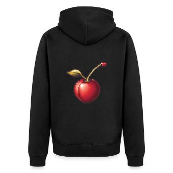 Kirsche Pixel Symbol - Unisex Premium Bio Zip Hoodie - Schwarz - Hinten - Nico (187cm)