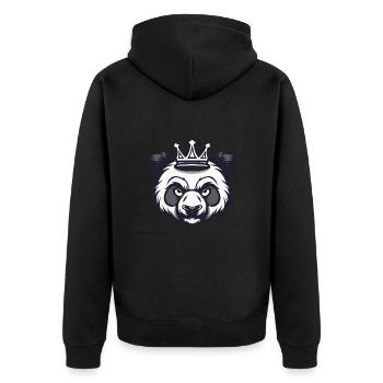 Panda Kopf Krone - Unisex Premium Bio Zip Hoodie - Schwarz - Hinten - Nico (187cm)