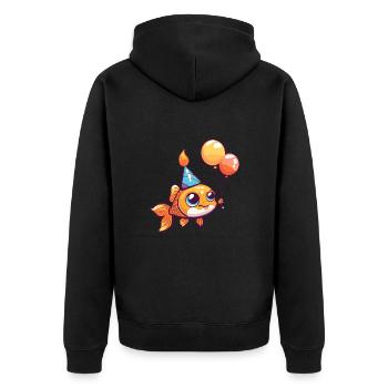 Poisson rouge anniversaire bébé - Veste à capuche bio Premium Unisexe - noir - Dos - Nico (187cm)