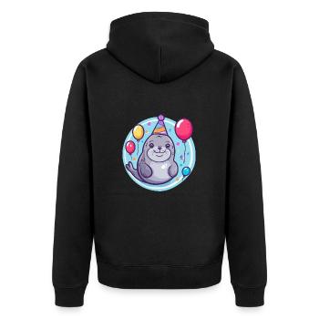 phoque animal anniversaire bébé - Veste à capuche bio Premium Unisexe - noir - Dos - Nico (187cm)