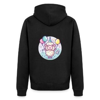 Schaf Geburtstag Baby - Unisex Premium Bio Zip Hoodie - Schwarz - Hinten - Nico (187cm)