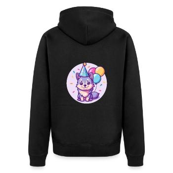 Wolf Birthday Baby - Unisex Premium Organic Zip Hoodie - black - Back - Nico (187cm)