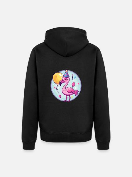 Flamingo Anniversaire Bébé - Veste à capuche bio Premium Unisexe - noir